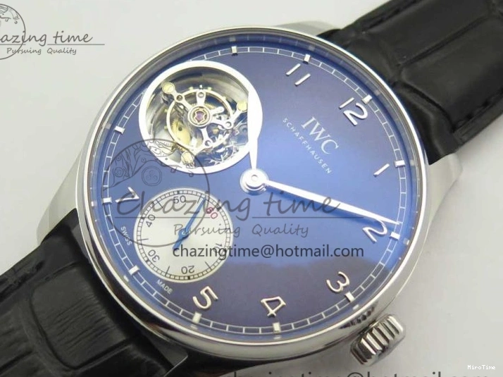 MIROTIME 0227 Seasonal Portuguese Tourbillon IW5463 SS ZF Best Edition Blue Dial on Black Leather Strap 7171